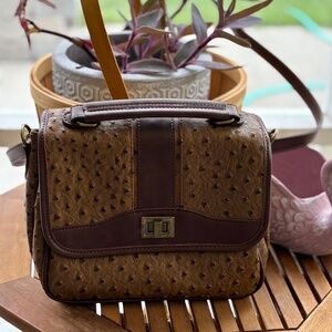 Bueno faux ostrich crossbody bag
